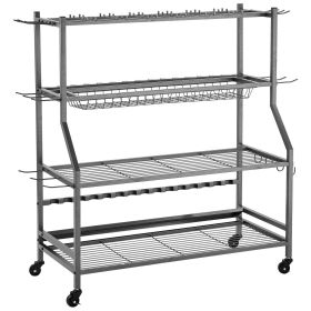 VEVOR Fishing Rod Holder for 15-Rods, Mobile Fishing Pole Rack Cart with Wheels, Fish Gear Equipment Organizer for Garage Home Indoor Use