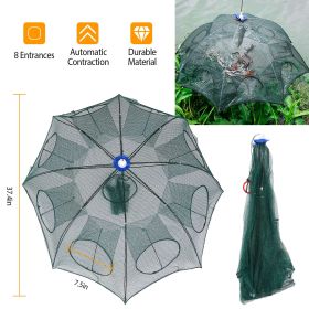 Foldable Fishing Bait Net Trap Crab Net Shrimp Minnow Crawdad Fish Cast Dip Cage Mesh Automatic Contraction (Option: Green)