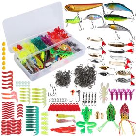 375Pcs Fishing Baits and Tackle Box Saltwater Freshwater Fishing Lures Kit Lifelike Popper Crankbaits Crickets Frogs Spoon Lures Maggots (Option: 375Pcs)