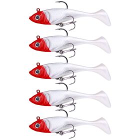 T-Tail Lead Fishing Lure Set for Outdoor Fishing (Color: Red & White, Type: 5Pcs/Set)